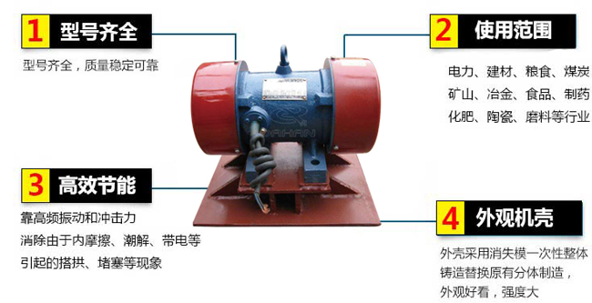 lzf倉壁振動器：1，型號齊全：型號齊全，質量穩定可靠。2，適用范圍：電力，建材，糧食，煤炭，礦山，冶金，食品，制藥，化肥，陶瓷，磨料等行業。3，高效：靠高頻振動和沖擊力消除由于內摩擦，潮解，帶電等引起的塔供，堵塞等現象。4，外觀機殼：外殼采用消失模一次性整體鑄造替換原有分體制造，外觀好看，強度大。