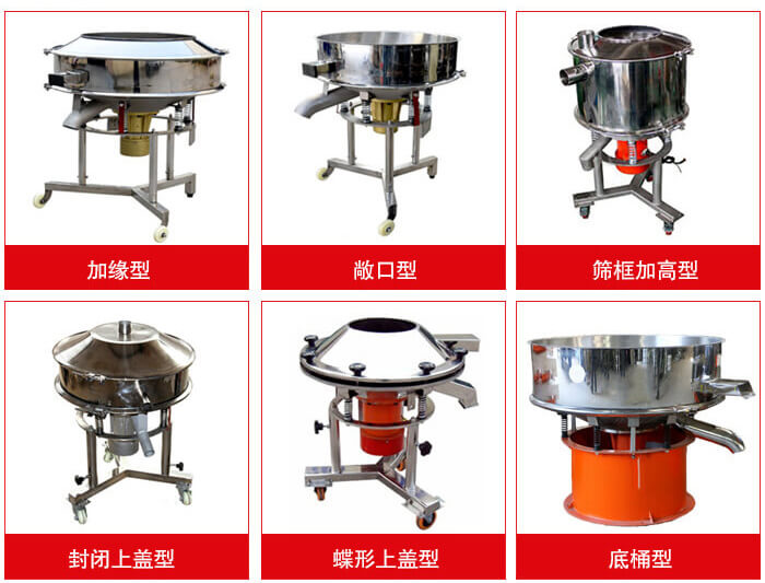 高頻篩定制：加緣式，敞口式，篩框加高式，封閉上蓋式，蝶形上蓋式，底桶式。